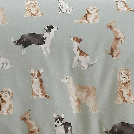 Cute Dogs Polycotton Duvet Cover Set - Cute Dogs Duvet Cover Set In Duck Egg 4