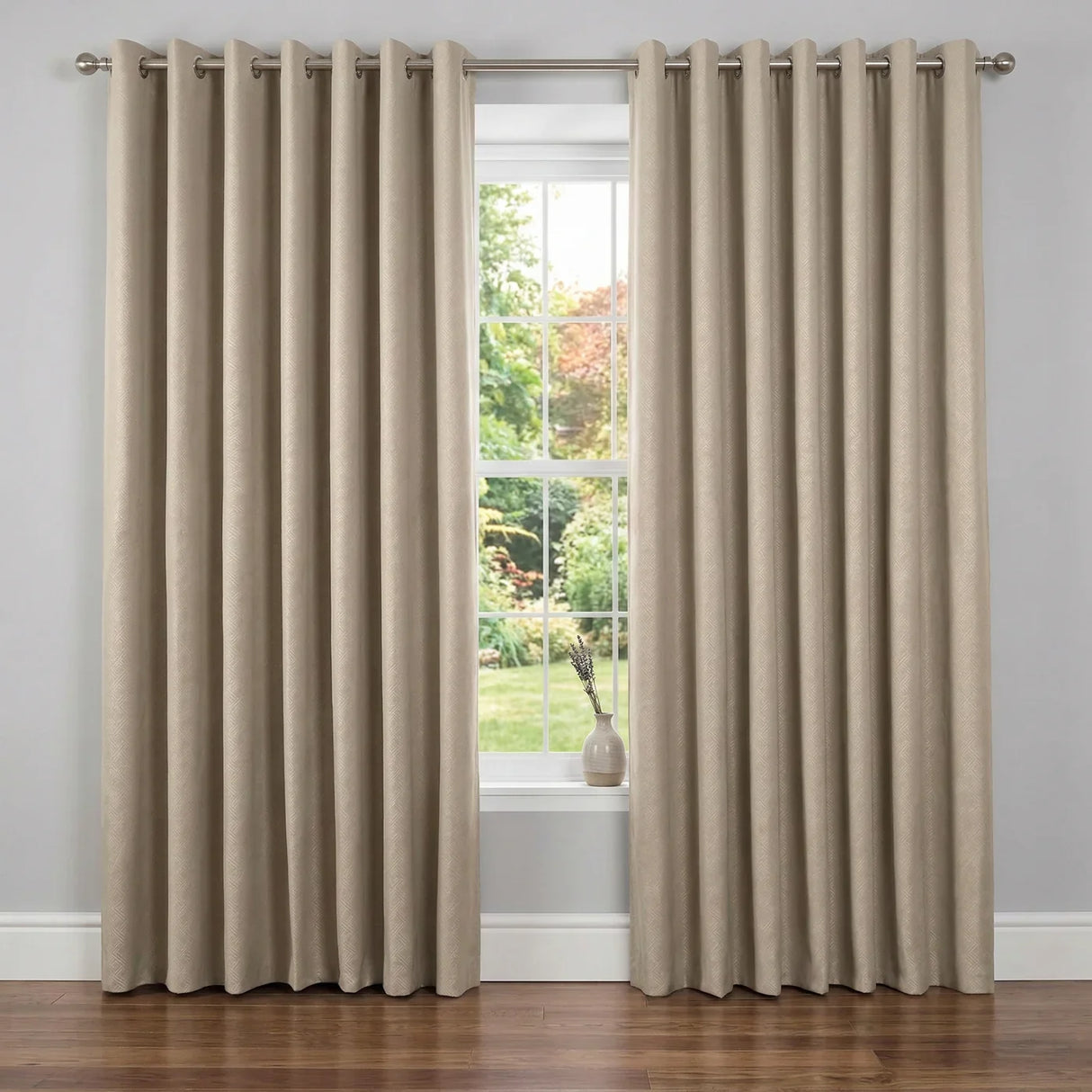 Alan Symonds Diamond Dim Out Eyelet Ring Top Curtains in Cream - Image 2