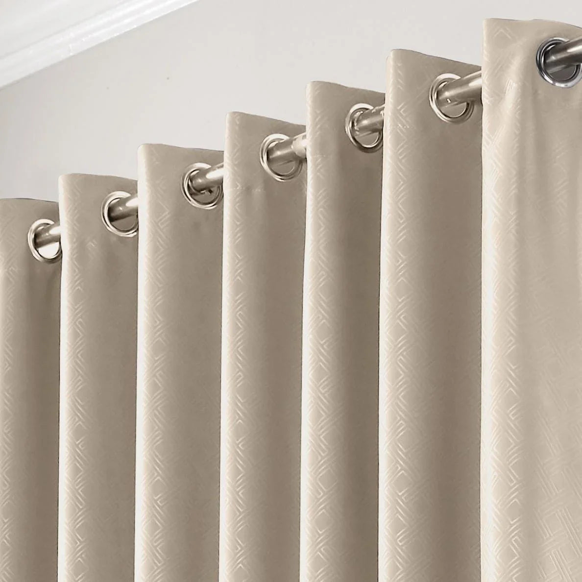 Alan Symonds Diamond Dim Out Eyelet Ring Top Curtains in Cream - Image 3