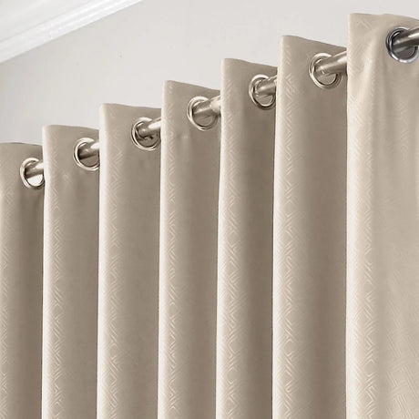 Alan Symonds Diamond Dim Out Eyelet Ring Top Curtains in Cream - Image 3