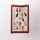 Dogs Galore Cotton Tea Towel in Red