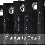 Alan Symonds Diamondo Velvet Blackout Eyelet Ring Top Curtains in Black - Image 4