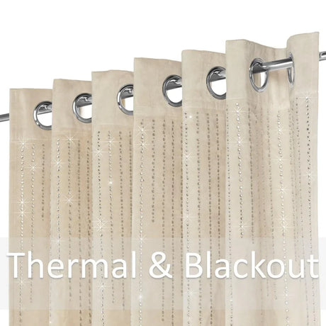 Alan Symonds Diamondo Velvet Blackout Eyelet Ring Top Curtains in Cream - Image 3