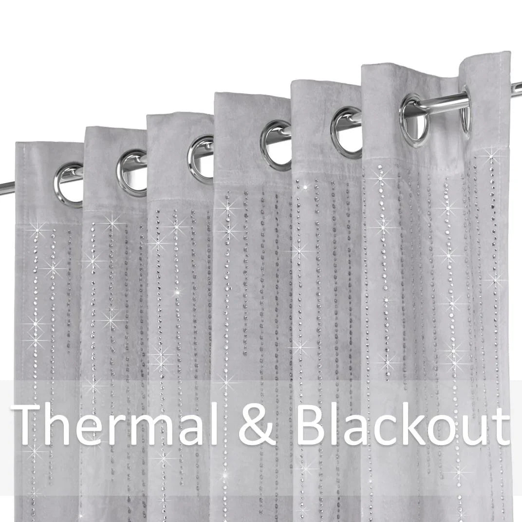 Alan Symonds Diamondo Velvet Blackout Eyelet Ring Top Curtains in Silver - Image 3