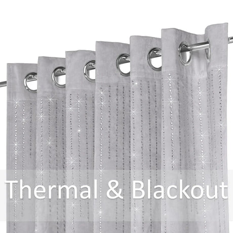 Alan Symonds Diamondo Velvet Blackout Eyelet Ring Top Curtains in Silver - Image 3