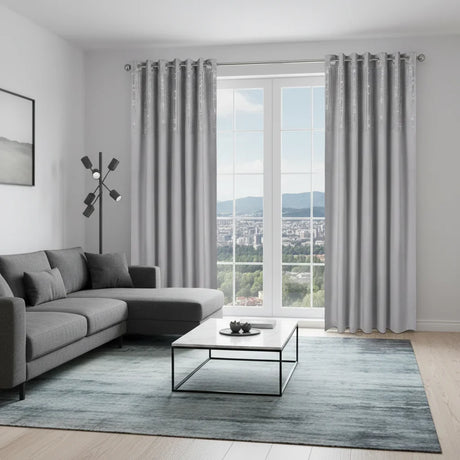 Alan Symonds Diamondo Velvet Blackout Eyelet Ring Top Curtains in Silver - Image 4