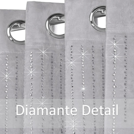 Alan Symonds Diamondo Velvet Blackout Eyelet Ring Top Curtains in Silver - Image 5