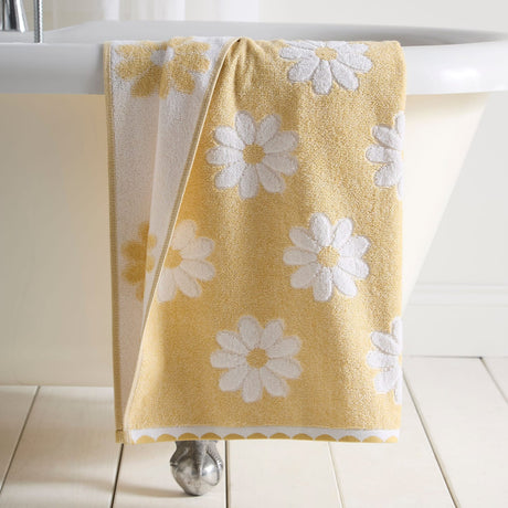 Daisy Floral Ochre Bathroom Towels