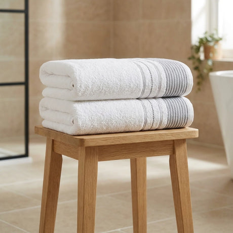 Dakota Stripe 500GSM Black Bathroom Towel Collection-1