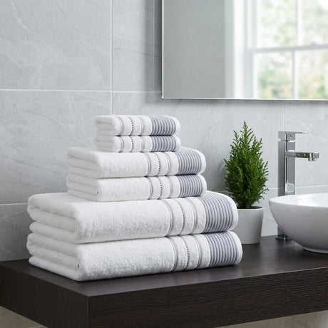Dakota Stripe 500GSM Black Bathroom Towel Collection-2