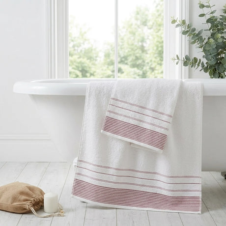 Dakota Stripe 500GSM Blush Bathroom Towel Collection-2