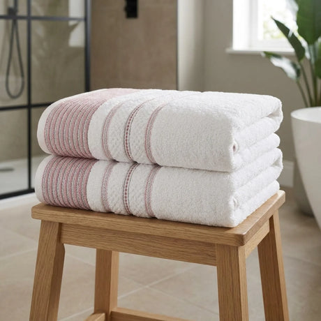 Dakota Stripe 500GSM Blush Bathroom Towel Collection-4