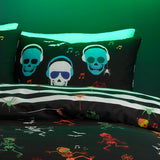 Dancing Skeletons Polycotton Halloween Duvet Cover Set - Dancing Skeletons Halloween Duvet Cover Set In Black 2