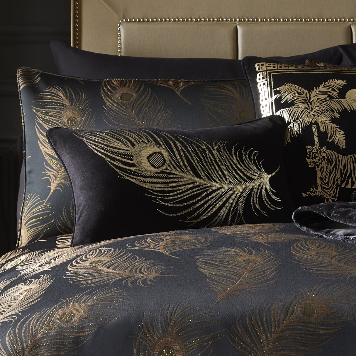Laurence Llewelyn-Bowen Dandy Gold Velvet Feather Filled Cushion