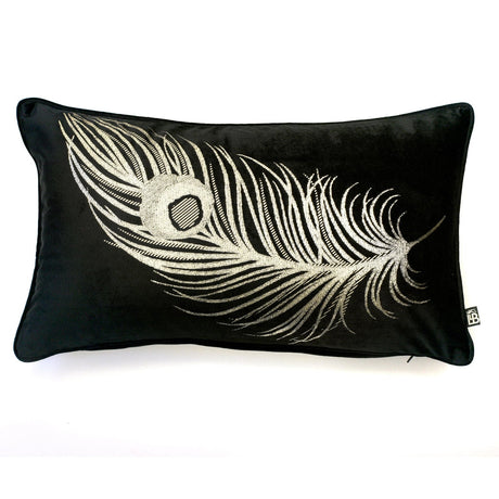 Laurence Llewelyn-Bowen Dandy Gold Velvet Feather Filled Cushion - Dandy Cushion In Black Gold 30 X 50Cm 2