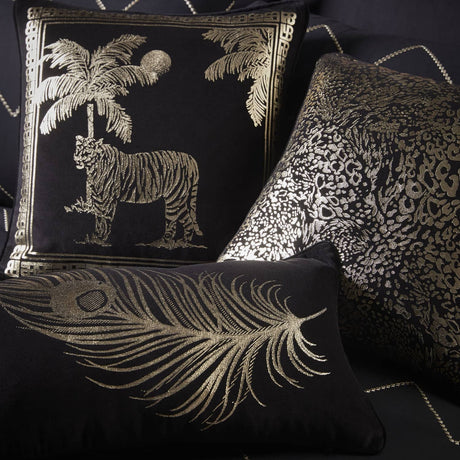 Laurence Llewelyn-Bowen Dandy Gold Velvet Feather Filled Cushion - Dandy Cushion In Black Gold 30 X 50Cm 4