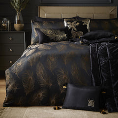Laurence Llewelyn-Bowen Dandy Jacquard Black Duvet Cover Bedding Set