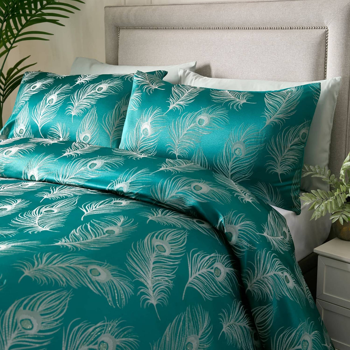 Laurence Llewelyn-Bowen Dandy Jacquard Polycotton Duvet Cover Set - Teal - Dandy Duvet Cover Set In Teal 2