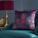 Laurence Llewelyn-Bowen Dandy Peacock Teal 55cm x 55cm Cushion Cover - Plum