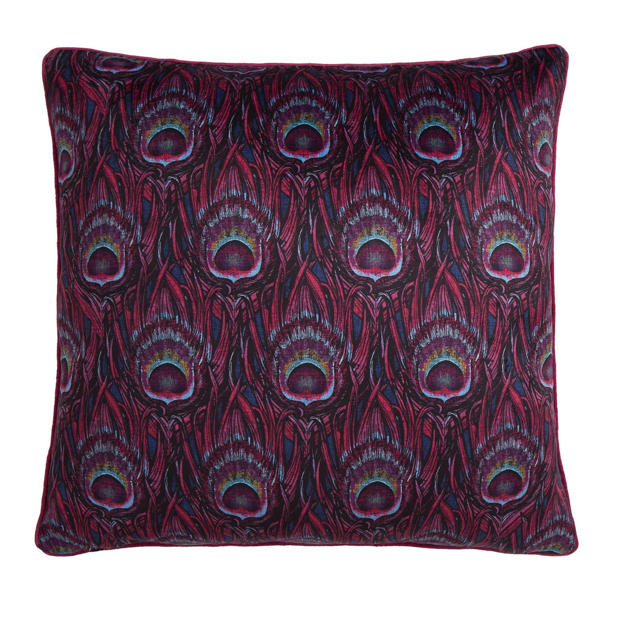 Laurence Llewelyn-Bowen Dandy Peacock Teal 55cm x 55cm Cushion Cover - Plum - Dandy Peacock Cushion In Plum 55 X 55Cm 3