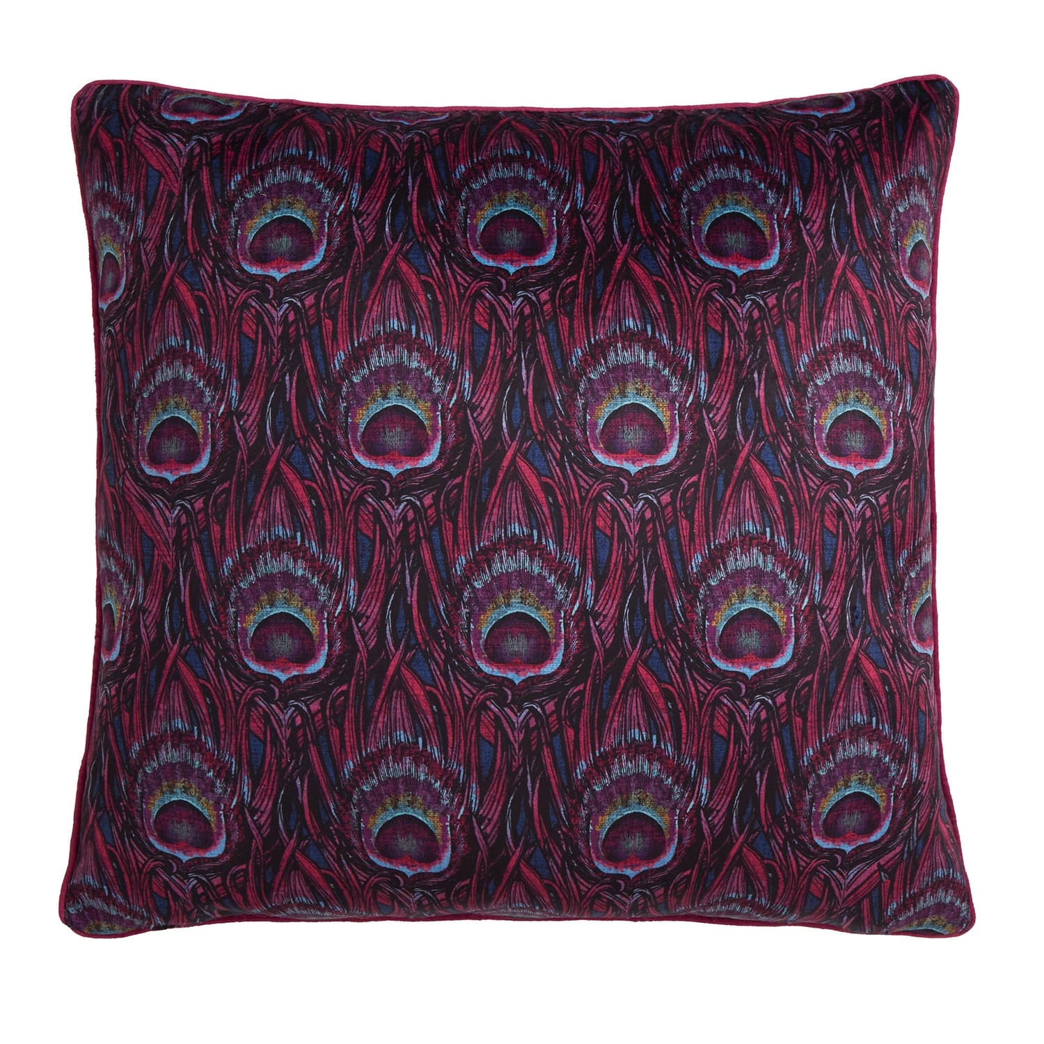 Laurence Llewelyn-Bowen Dandy Peacock Teal 55cm x 55cm Cushion Cover - Plum - Dandy Peacock Cushion In Plum 55 X 55Cm 3