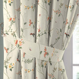 Darnley Floral Bird 100% Cotton Pencil Pleat Curtains Coral Light Filtering - Darnley Pencil Pleat Curtains In Coral Natural 3