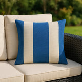 Deck Stripe Outdoor Cushion Cover / Filled Cushion 24" x 24" (60cm x 60cm) - White / Blue