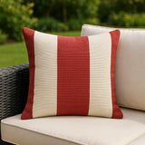Deck Stripe Outdoor Cushion Cover / Filled Cushion 24" x 24" (60cm x 60cm) - White / Red