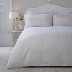 Decorative Heart Microfibre Blush Duvet Cover Bedding Set