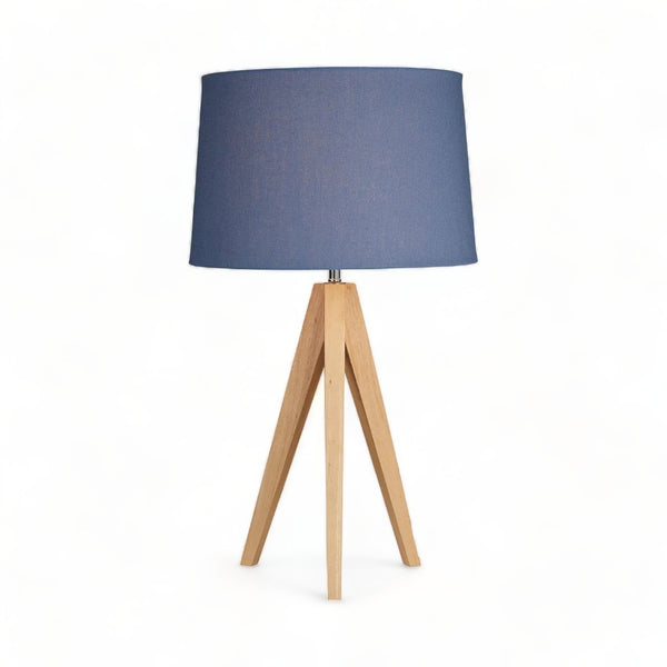Denim Wooden Tripod Lamp 55cm