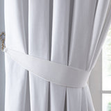 Dijon Plain Textured Curtain Tie Backs Pair - Dijon Curtain Tiebacks In White 2