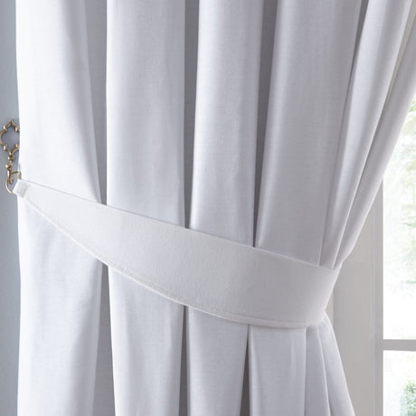 Dijon Plain Textured Curtain Tie Backs Pair - Dijon Curtain Tiebacks In White 2