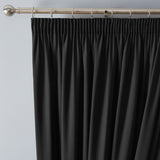Dijon Blackout Thermal Pencil Pleat Curtains - Black Light Filtering Polycotton - Dijon Pencil Pleat Curtains In Black 2