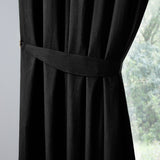 Dijon Blackout Thermal Pencil Pleat Curtains - Black Light Filtering Polycotton - Dijon Pencil Pleat Curtains In Black 3