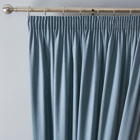 Dijon Blackout Thermal Pencil Pleat Curtains - Light Blue Light Filtering Polycotton - Dijon Pencil Pleat Curtains In Blue 2