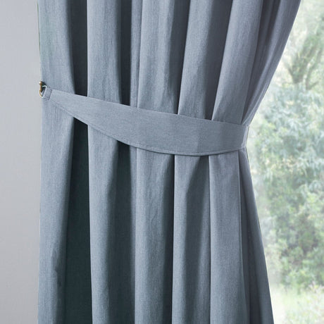 Dijon Blackout Thermal Pencil Pleat Curtains - Light Blue Light Filtering Polycotton - Dijon Pencil Pleat Curtains In Blue 3