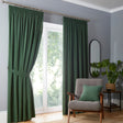 Dijon Blackout Thermal Pencil Pleat Curtains - Bottle Green Light Filtering Polycotton