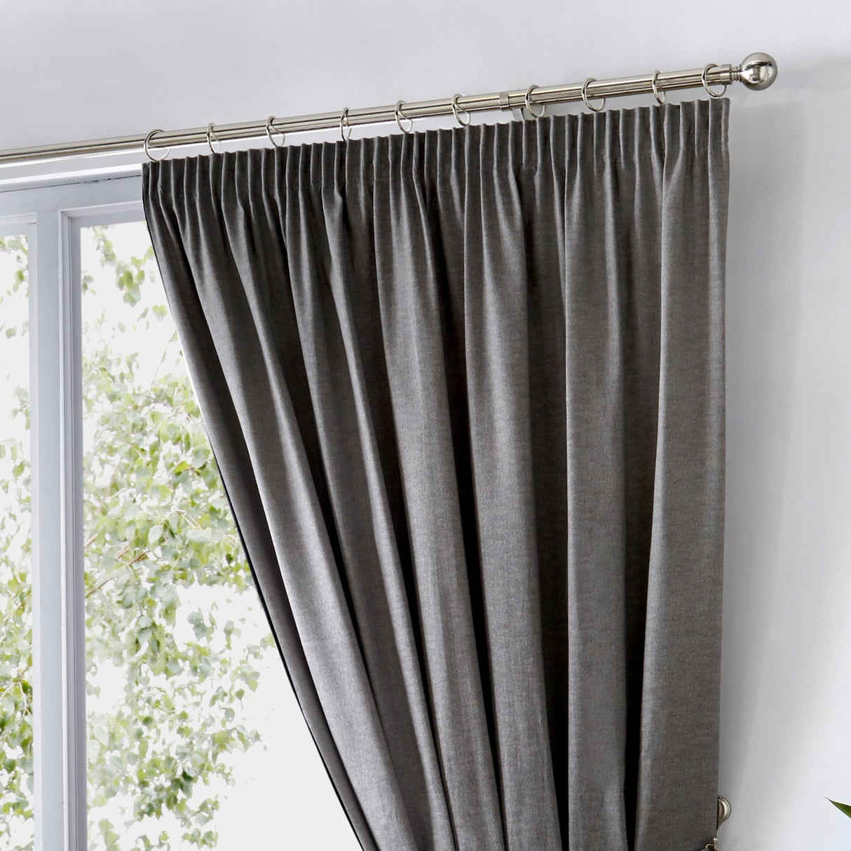 Dijon Blackout Thermal Pencil Pleat Curtains - Charcoal Light Filtering Polycotton - Dijon Pencil Pleat Curtains In Charcoal 3