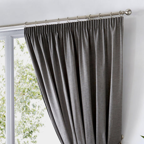 Dijon Blackout Thermal Pencil Pleat Curtains - Charcoal Light Filtering Polycotton - Dijon Pencil Pleat Curtains In Charcoal 3