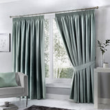 Dijon Blackout Thermal Pencil Pleat Curtains - Duck Egg Light Filtering Polycotton