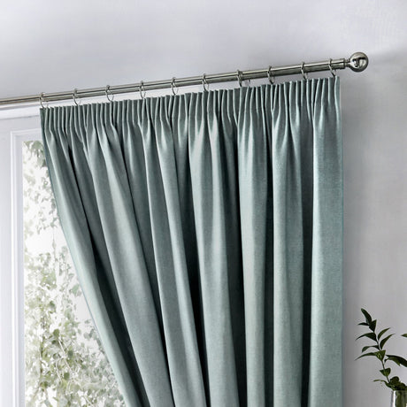 Dijon Blackout Thermal Pencil Pleat Curtains - Duck Egg Light Filtering Polycotton - Dijon Pencil Pleat Curtains In Duck Egg 3