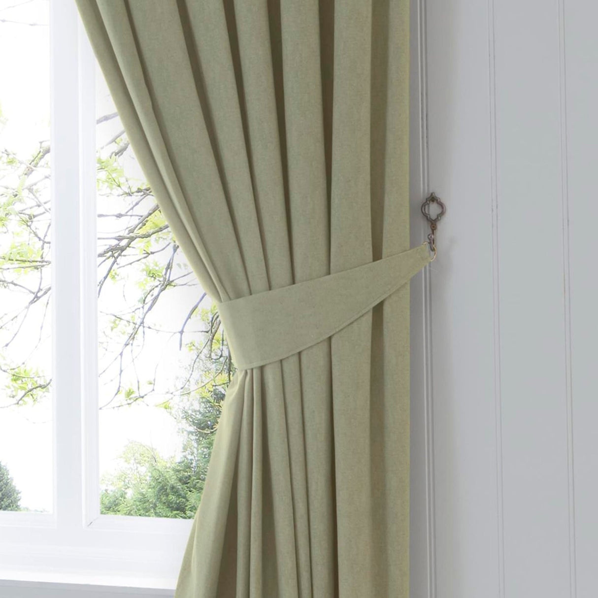 Dijon Blackout Thermal Pencil Pleat Curtains - Green Light Filtering Polycotton - Dijon Pencil Pleat Curtains In Green 4