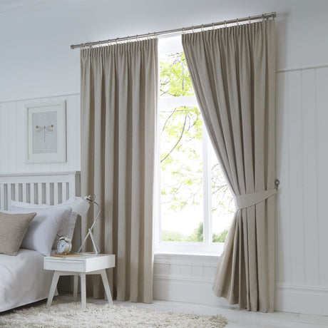 Dijon Blackout Thermal Pencil Pleat Curtains - Natural Light Filtering Polycotton
