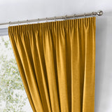 Dijon Blackout Thermal Pencil Pleat Curtains - Ochre Light Filtering Polycotton - Dijon Pencil Pleat Curtains In Ochre 3