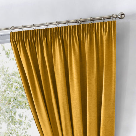 Dijon Blackout Thermal Pencil Pleat Curtains - Ochre Light Filtering Polycotton - Dijon Pencil Pleat Curtains In Ochre 3