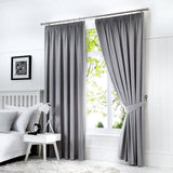 Dijon Blackout Thermal Pencil Pleat Curtains - Silver Light Filtering Polycotton