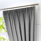 Dijon Blackout Thermal Pencil Pleat Curtains - Silver Light Filtering Polycotton - Dijon Pencil Pleat Curtains In Silver 2