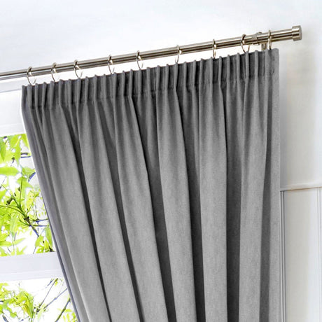 Dijon Blackout Thermal Pencil Pleat Curtains - Silver Light Filtering Polycotton - Dijon Pencil Pleat Curtains In Silver 2