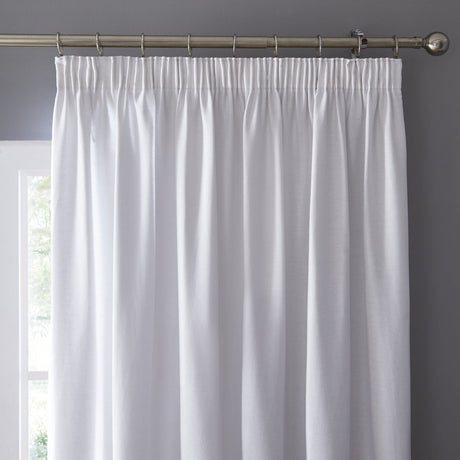 Dijon Blackout Thermal Pencil Pleat Curtains - White Light Filtering Polycotton - Dijon Pencil Pleat Curtains In White 2