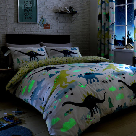 Dino Dinosaur Kids Reversible Duvet Cover Set - Dino Duvet Cover Set In Multicolour 2